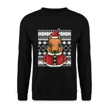 Pull de Noël moche Tshirt Chien de Noël - Sweat-shirt Unisexe - noir - Devant - Alina (178cm) & Michal (187cm)