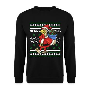 Pull de Noël moche Canard de Noël - Sweat-shirt Unisexe - noir - Devant - Alina (178cm) & Michal (187cm)