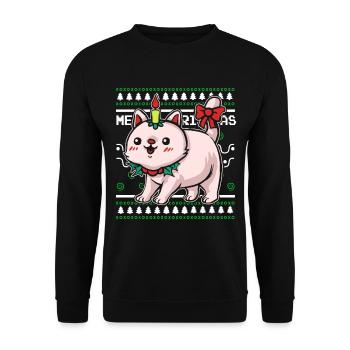 Pull de Noël moche Chat de Noël - Sweat-shirt Unisexe - noir - Devant - Alina (178cm) & Michal (187cm)