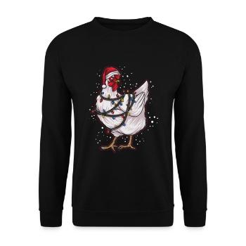 Ugly Christmas Sweater Tshirt Christmas Chicken - Unisex Sweatshirt - black - Front - Alina (178cm) & Michal (187cm)