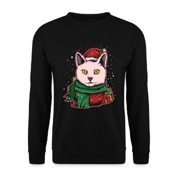 Moche pull de Noël Tshirt chat de Noël - Sweat-shirt Unisexe - noir - Devant - Alina (178cm) & Michal (187cm)
