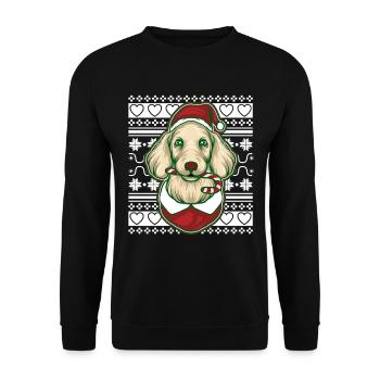 Pull de Noël moche Tshirt Chien de Noël - Sweat-shirt Unisexe - noir - Devant - Alina (178cm) & Michal (187cm)