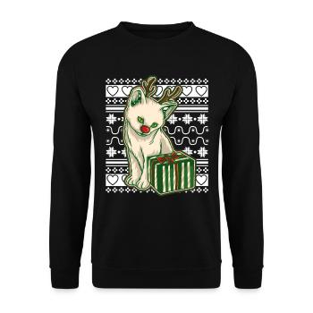 Moche pull de Noël Tshirt chat de Noël - Sweat-shirt Unisexe - noir - Devant - Alina (178cm) & Michal (187cm)