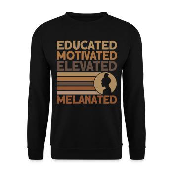 Educated Motivated Elevated Melanated - Unisex Sweatshirt - black - Front - Alina (178cm) & Michal (187cm)