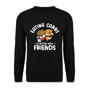 Kohlenhydrate Fast Food Freundschaft Foodie Essen - Unisex Pullover - Schwarz - Vorne - Alina (178cm) & Michal (187cm)