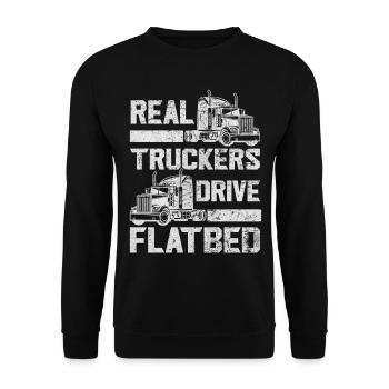 Real Truckers Drive Flatbed Truck Driver - Unisex Sweatshirt - black - Front - Alina (178cm) & Michal (187cm)
