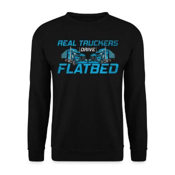 Real Truckers Drive Flatbed Truck Driver - Unisex Sweatshirt - black - Front - Alina (178cm) & Michal (187cm)
