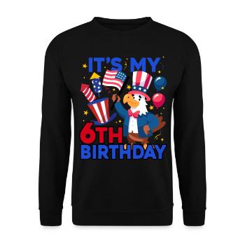 Es Ist Mein 6. Geburtstag Firecracker Kid 4th Of - Unisex Pullover - Schwarz - Vorne - Alina (178cm) & Michal (187cm)