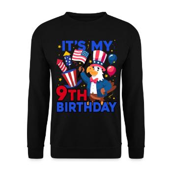 Es Ist Mein 9. Geburtstag Firecracker Kid 4th Of - Unisex Pullover - Schwarz - Vorne - Alina (178cm) & Michal (187cm)