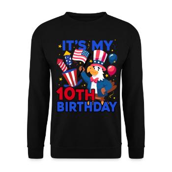 Es Ist Mein 10. Geburtstag Firecracker Kid 4th Of - Unisex Pullover - Schwarz - Vorne - Alina (178cm) & Michal (187cm)