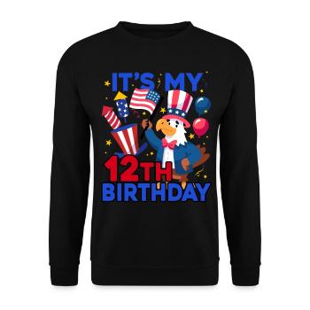 Es Ist Mein 12. Geburtstag Firecracker Kid 4th Of - Unisex Pullover - Schwarz - Vorne - Alina (178cm) & Michal (187cm)