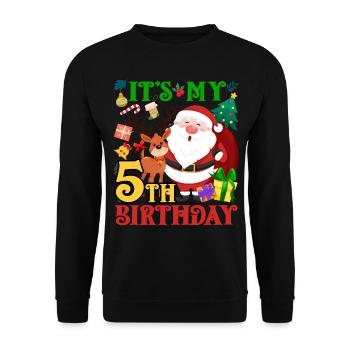Es Ist Mein 5. Geburtstag Weihnachtsmann - Unisex Pullover - Schwarz - Vorne - Alina (178cm) & Michal (187cm)
