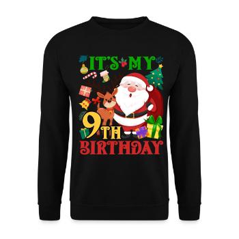 Es Ist Mein 9. Geburtstag Weihnachtsmann - Unisex Pullover - Schwarz - Vorne - Alina (178cm) & Michal (187cm)