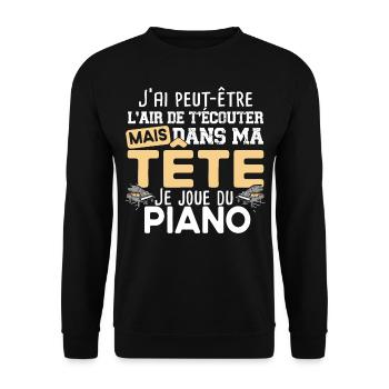 Piano Pianiste Instrument Musique Opéra Concert - Sweat-shirt Unisexe - noir - Devant - Alina (178cm) & Michal (187cm)