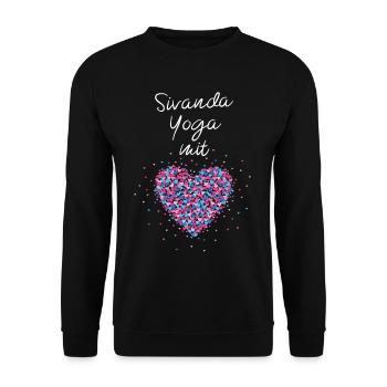 Sivanda Yoga mit Herz Yogalehrerin Yogakurs Sport - Unisex Pullover - Schwarz - Vorne - Alina (178cm) & Michal (187cm)