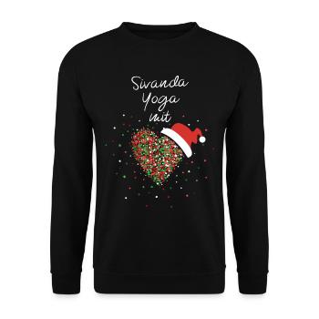 Sivanda Yoga mit Herz Weihnachtsmotiv Nikolaus - Unisex Pullover - Schwarz - Vorne - Alina (178cm) & Michal (187cm)