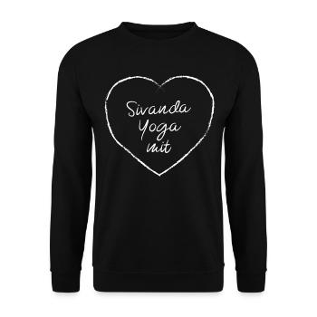 Sivanda Yoga mit Herz Yogakurs Meditieren Workout - Unisex Pullover - Schwarz - Vorne - Alina (178cm) & Michal (187cm)