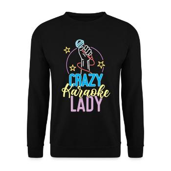 Karaoke Singer 80s Retro Crazy - Unisex Pullover - Schwarz - Vorne - Alina (178cm) & Michal (187cm)
