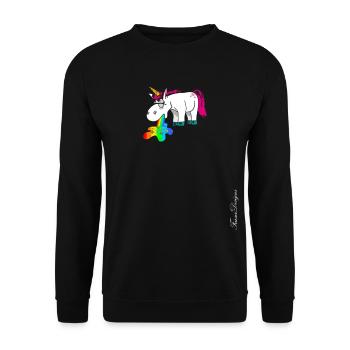 Cute unicorn pukes colorful rainbow - Unisex Sweatshirt - black - Front - Alina (178cm) & Michal (187cm)