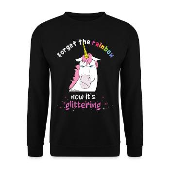 Maintenant, il est temps pour les paillettes drôle de licorne maléfique - Sweat-shirt Unisexe - noir - Devant - Alina (178cm) & Michal (187cm)