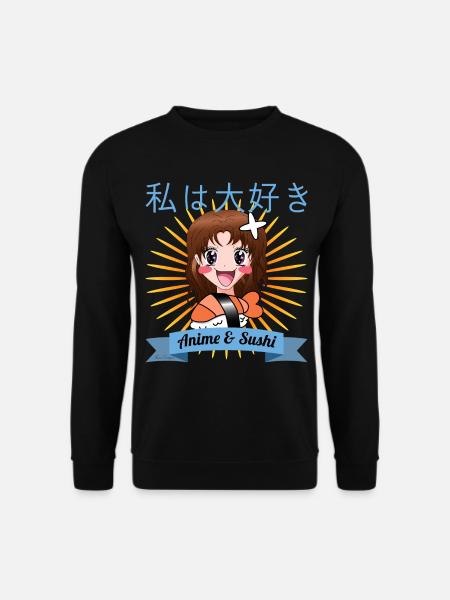 I love anime and sushi, Japanese manga comic - Unisex Sweatshirt - black