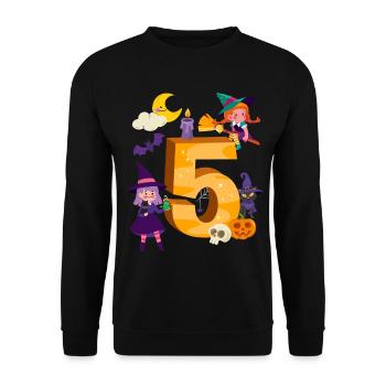 5ème anniversaire Balai de sorcière 5 ans Enfant - Sweat-shirt Unisexe - noir - Devant - Alina (178cm) & Michal (187cm)
