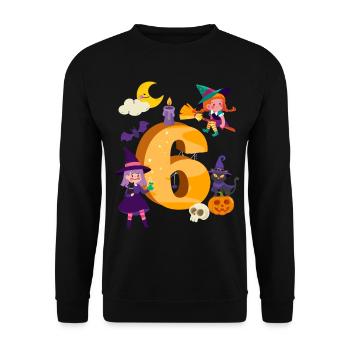 6th Birthday Witch Broom 6 Years Old Child - Unisex Sweatshirt - black - Front - Alina (178cm) & Michal (187cm)