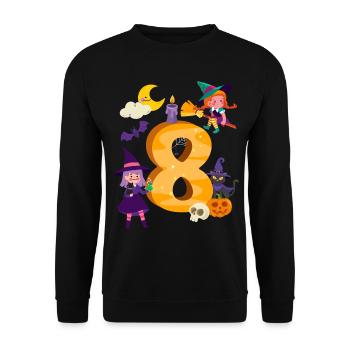 8. Geburtstag Hexe Besen 8 Jahre Alt Kind - Unisex Pullover - Schwarz - Vorne - Alina (178cm) & Michal (187cm)