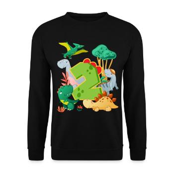 Herd of cute dinosaurs 2nd birthday 2 - Unisex Sweatshirt - black - Front - Alina (178cm) & Michal (187cm)