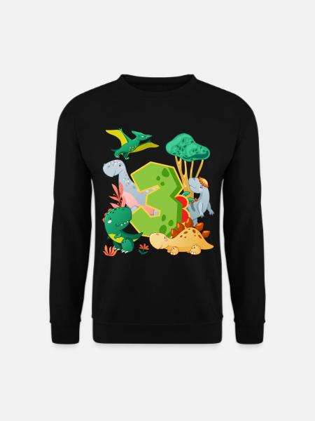 Herde Von Niedlichen Dinosauriern 3. Geburtstag 3 - Unisex Pullover - Schwarz