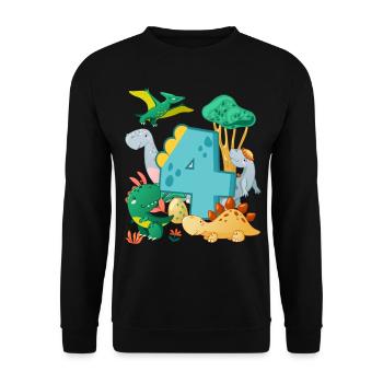 Herd of cute dinosaurs 4th birthday 4 - Unisex Sweatshirt - black - Front - Alina (178cm) & Michal (187cm)