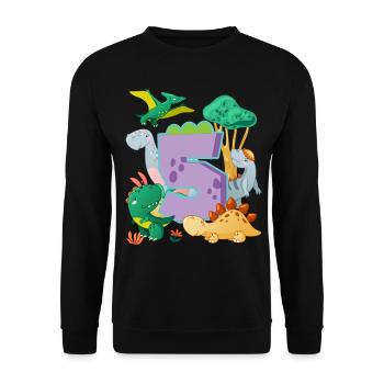 Herd of cute dinosaurs 5th birthday 5 - Unisex Sweatshirt - black - Front - Alina (178cm) & Michal (187cm)