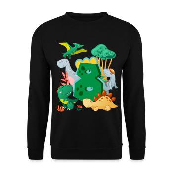 Herd of cute dinosaurs 8th birthday 8 - Unisex Sweatshirt - black - Front - Alina (178cm) & Michal (187cm)