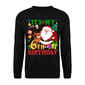 Es Ist Mein 6. Geburtstag Weihnachtsmann - Unisex Pullover - Schwarz - Vorne - Alina (178cm) & Michal (187cm)