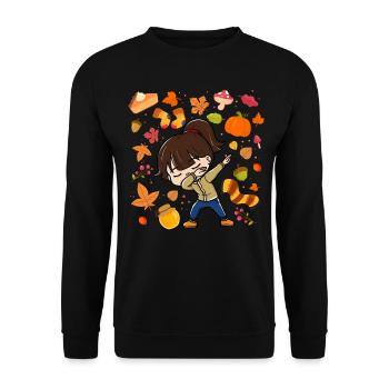 Dabbing Girl Fall Maple Pumpkin Fall Season - Unisex Sweatshirt - black - Front - Alina (178cm) & Michal (187cm)