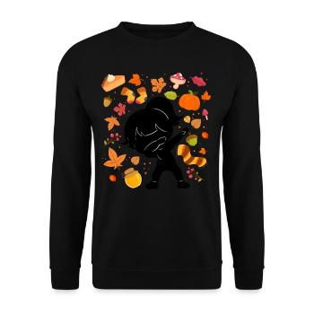Silhouette Filles Automne Citrouille d’érable Automne - Sweat-shirt Unisexe - noir - Devant - Alina (178cm) & Michal (187cm)