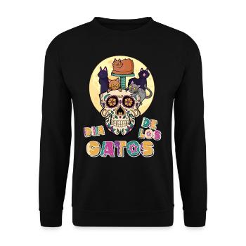 Dia De Los Gatos Cat Animal Rights Advocacy - Unisex Pullover - Schwarz - Vorne - Alina (178cm) & Michal (187cm)