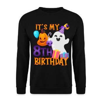 It's my 8th birthday Spooky Ghost Halloween - Unisex Sweatshirt - black - Front - Alina (178cm) & Michal (187cm)