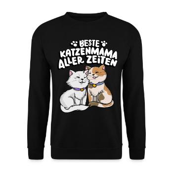 Beste Katzenmama Aller Zeiten Family Mother's Day - Unisex Pullover - Schwarz - Vorne - Alina (178cm) & Michal (187cm)
