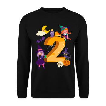 2nd Birthday Witch Broom 2 Years Old Child - Unisex Sweatshirt - black - Front - Alina (178cm) & Michal (187cm)