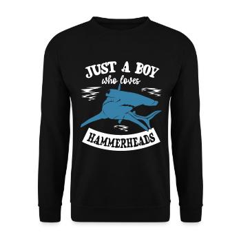 Just A Boy Who Loves Hammerheads Meeresbiologe - Unisex Pullover - Schwarz - Vorne - Alina (178cm) & Michal (187cm)