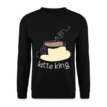 Kaffee-koffein-trinker Coffeeholic Latte King - Unisex Pullover - Schwarz - Vorne - Alina (178cm) & Michal (187cm)