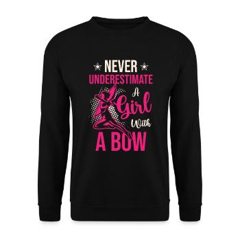 Never underestimate a girl with archery - Unisex Sweatshirt - black - Front - Alina (178cm) & Michal (187cm)