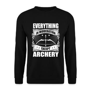 Everything in moderation, except archers - Unisex Sweatshirt - black - Front - Alina (178cm) & Michal (187cm)