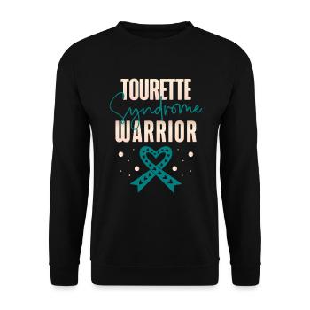 Tourette syndrome Warrior Teal Ribbon Disability - Unisex Sweatshirt - black - Front - Alina (178cm) & Michal (187cm)