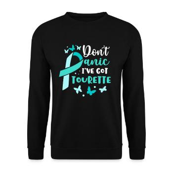 Keine Panik, Ich Habe Ein Aquamarines Band Mit - Unisex Pullover - Schwarz - Vorne - Alina (178cm) & Michal (187cm)