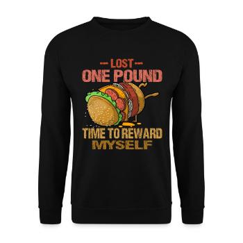 Fast Food Liebe Hamburger Burger - Unisex Pullover - Schwarz - Vorne - Alina (178cm) & Michal (187cm)