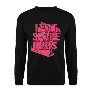 I eat spare ribs - Unisex Pullover - Schwarz - Vorne - Alina (178cm) & Michal (187cm)