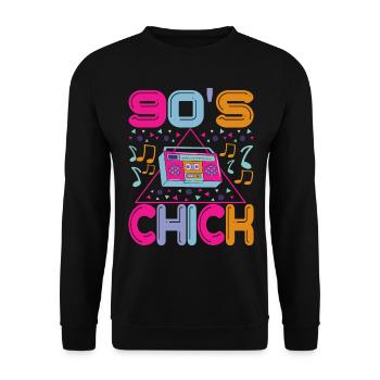 90s 90s 90s Party - Unisex Sweatshirt - black - Front - Alina (178cm) & Michal (187cm)