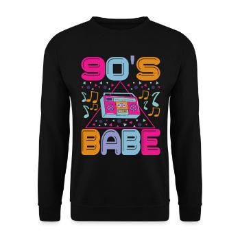 90s 90s 90s Party - Unisex Sweatshirt - black - Front - Alina (178cm) & Michal (187cm)